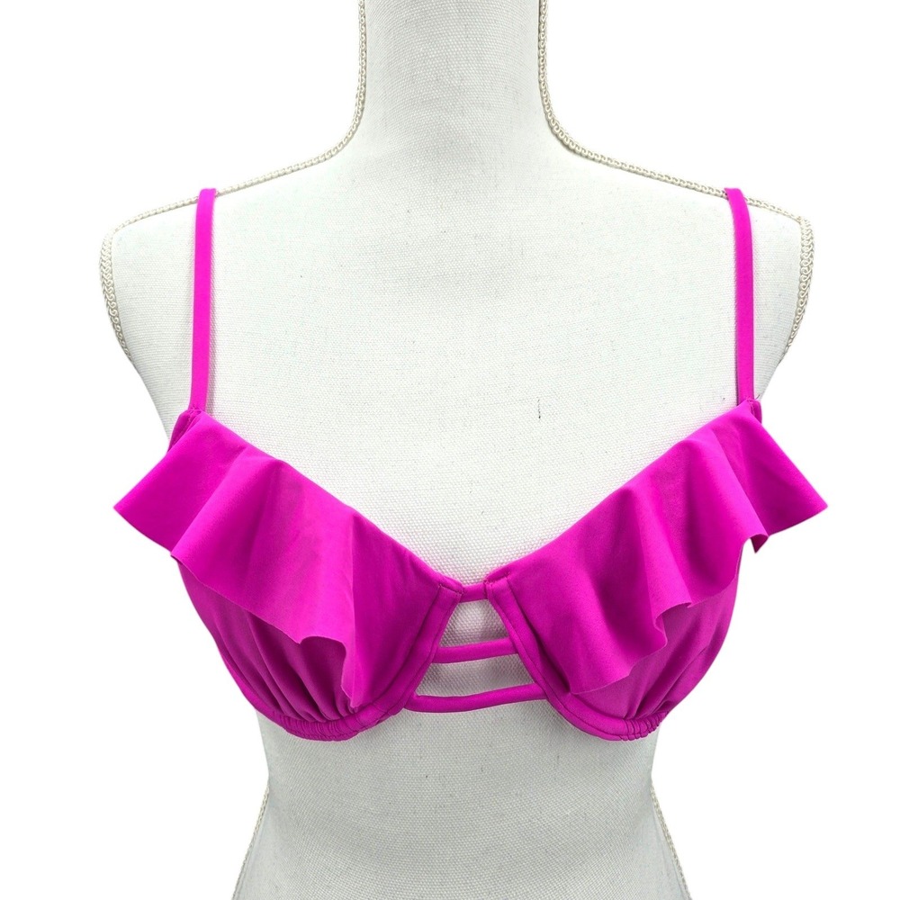 Pink Ruffle Y2K Beach Resort Vacation Xhilaration Bikini Top‎ Swimwear Medium